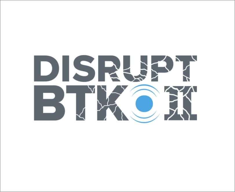 Shockwave Medical's Disrupt BTK 2 logo with the font having cracks and shockwave circles.