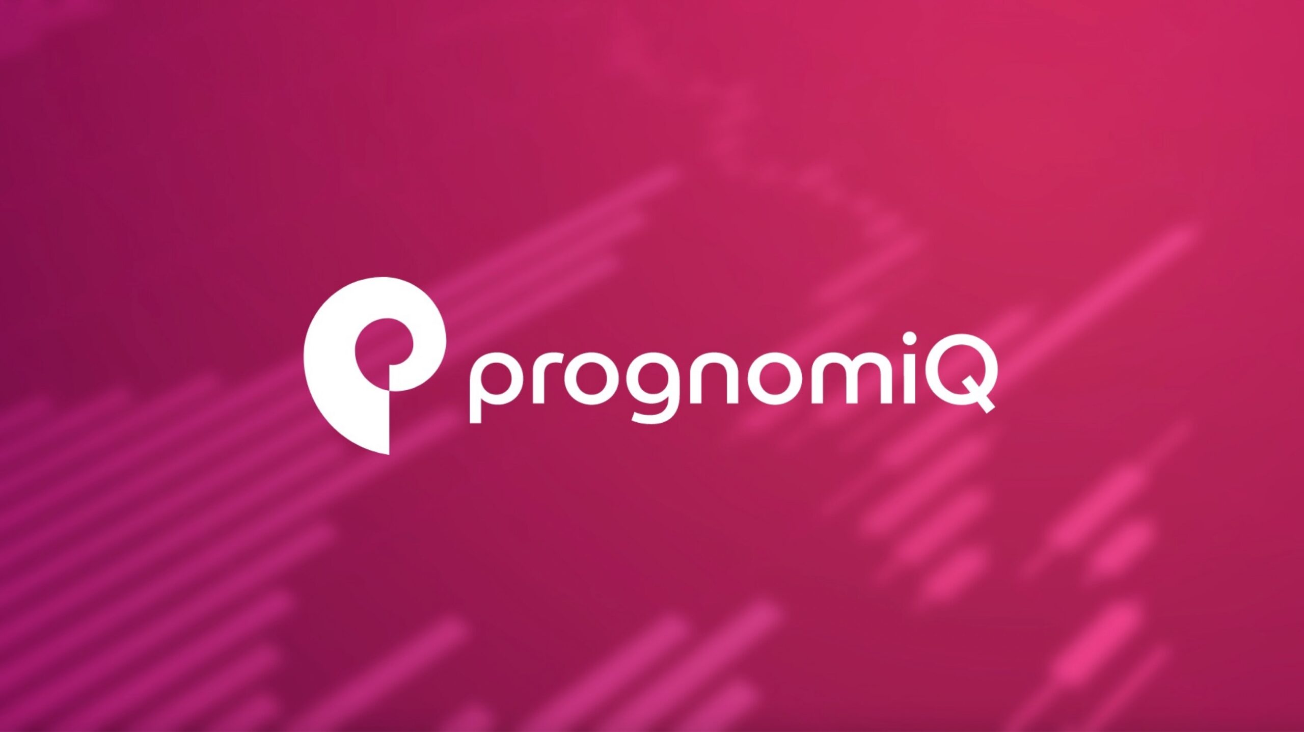 PrognomiQ's logo is in front of the brand's magenta-colored background. Colors are defined in their style guide.