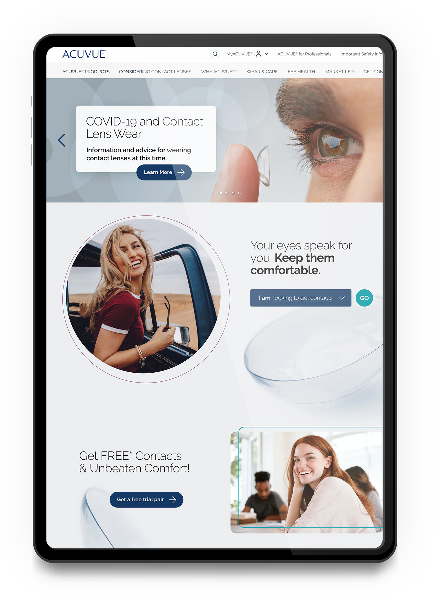 updated acuvue design on an ipad