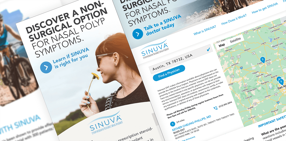collage of images from the new sinuva website